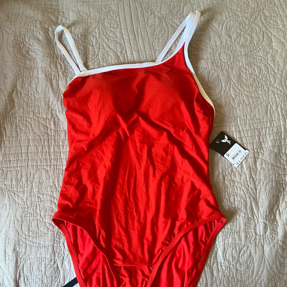 Red one piece swimsuit